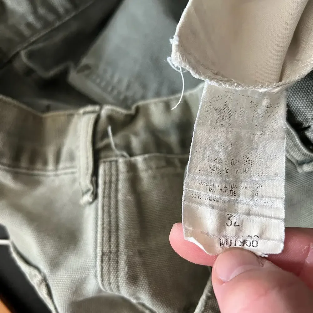 Carhartt WU1966 green faded work wear carpenter shorts